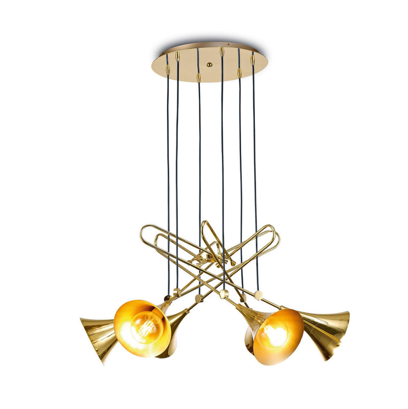 Mantra M5895 Jazz Pendant, 88cm Round, 6 x E27 (Max 20W), Polished Gold • M5895