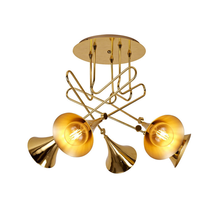 Mantra M5897 Jazz Ceiling, 76cm Round, 5 x E27 (Max 20W), Polished Gold • M5897