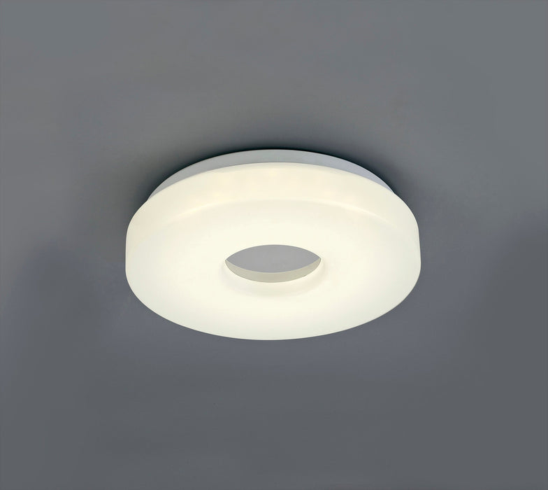 Deco Joop IP44 12W LED Small Flush Ceiling Light, 4000K 1000lm CRI80, Polished Chrome With White Acrylic Diffuser • D0400
