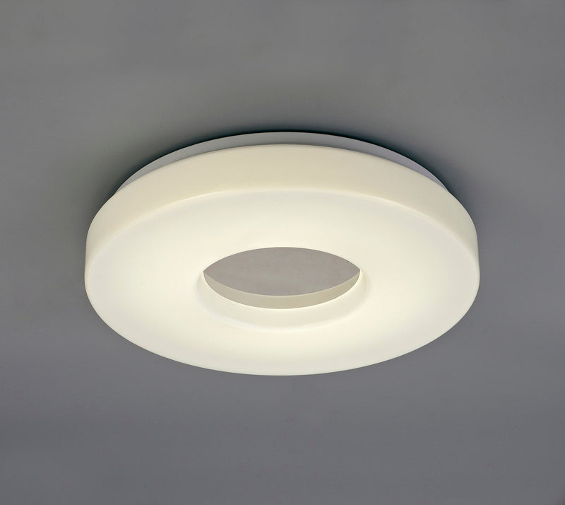 Deco Joop IP44 18W LED Medium Flush Ceiling Light, 4000K 1400lm CRI80, Polished Chrome With Opal White Acrylic Diffuser • D0401