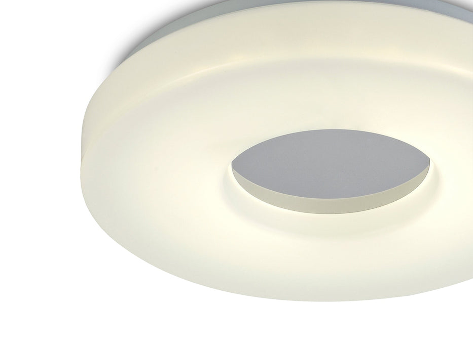 Deco Joop IP44 18W LED Medium Flush Ceiling Light, 4000K 1400lm CRI80, Polished Chrome With Opal White Acrylic Diffuser • D0401