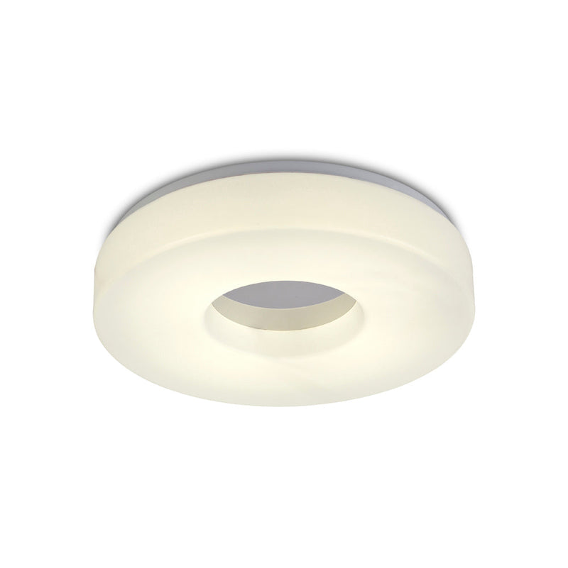 Deco Joop IP44 24W LED Large Flush Ceiling Light, 4000K 2000lm CRI80, Polished Chrome With White Acrylic Diffuser • D0402