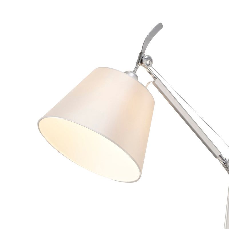 Deco Karis Adjustable Switched Wall Light 1 Light E27 Silver/Polished Chrome c/w Cream Pearl Shade • D0234