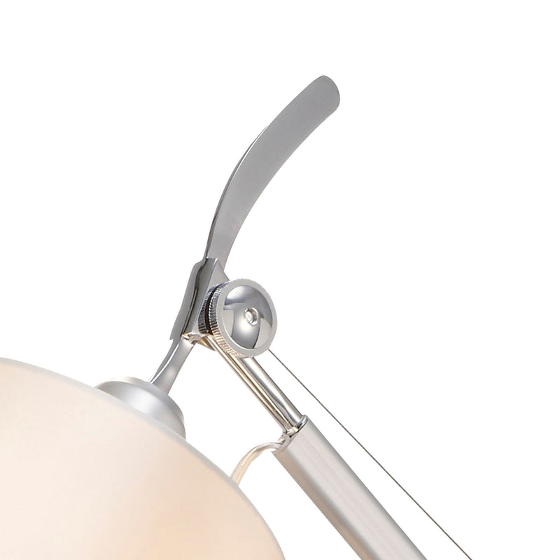 Deco Karis Adjustable Switched Wall Light 1 Light E27 Silver/Polished Chrome c/w Cream Pearl Shade • D0234