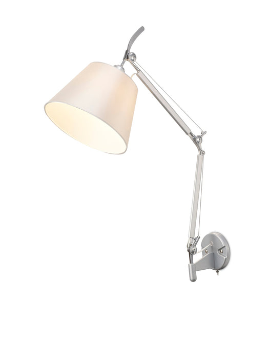 Deco Karis Adjustable Switched Wall Light 1 Light E27 Silver/Polished Chrome c/w Cream Pearl Shade • D0234