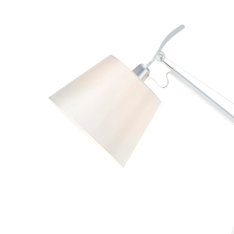 Deco Karis Adjustable Floor Lamp 1 Light E27 Silver/Polished Chrome c/w Cream Pearl Shade • D0235