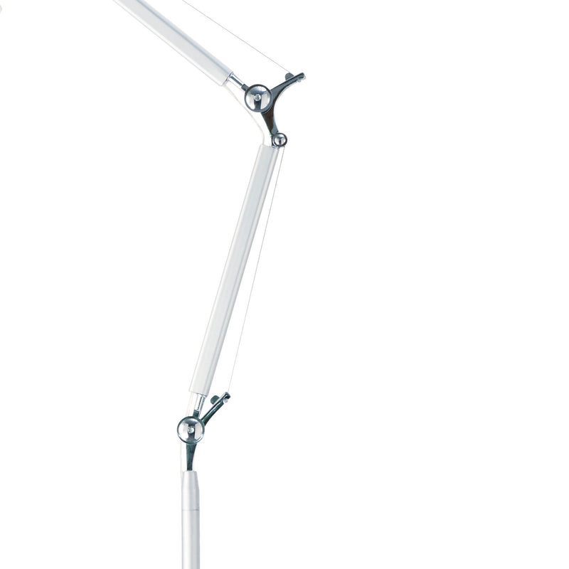 Deco Karis Adjustable Floor Lamp 1 Light E27 Silver/Polished Chrome c/w Cream Pearl Shade • D0235