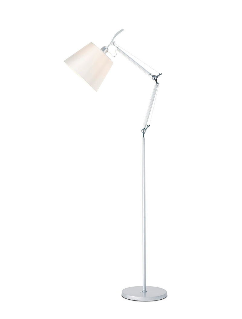 Deco Karis Adjustable Floor Lamp 1 Light E27 Silver/Polished Chrome c/w Cream Pearl Shade • D0235