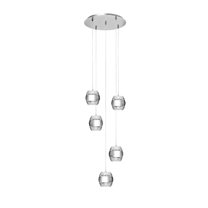 Mantra M5169 Khalifa Pendant 5 X 6W LED 3000K Line Polished Chrome/Glass, 5400lm,, 3yrs Warranty • M5169