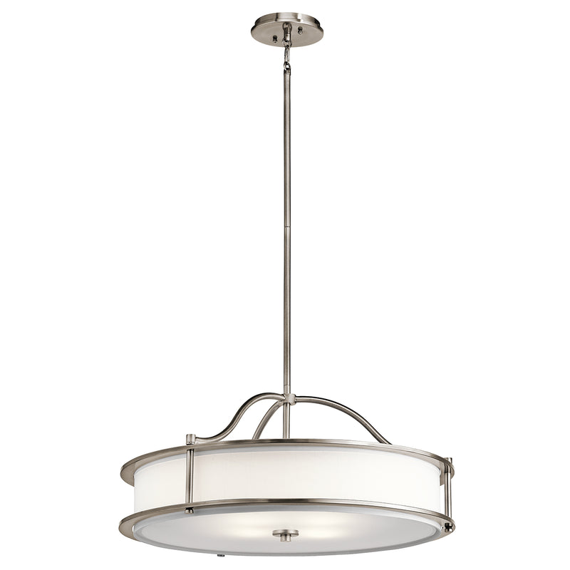 metal and white hanging ceiling light