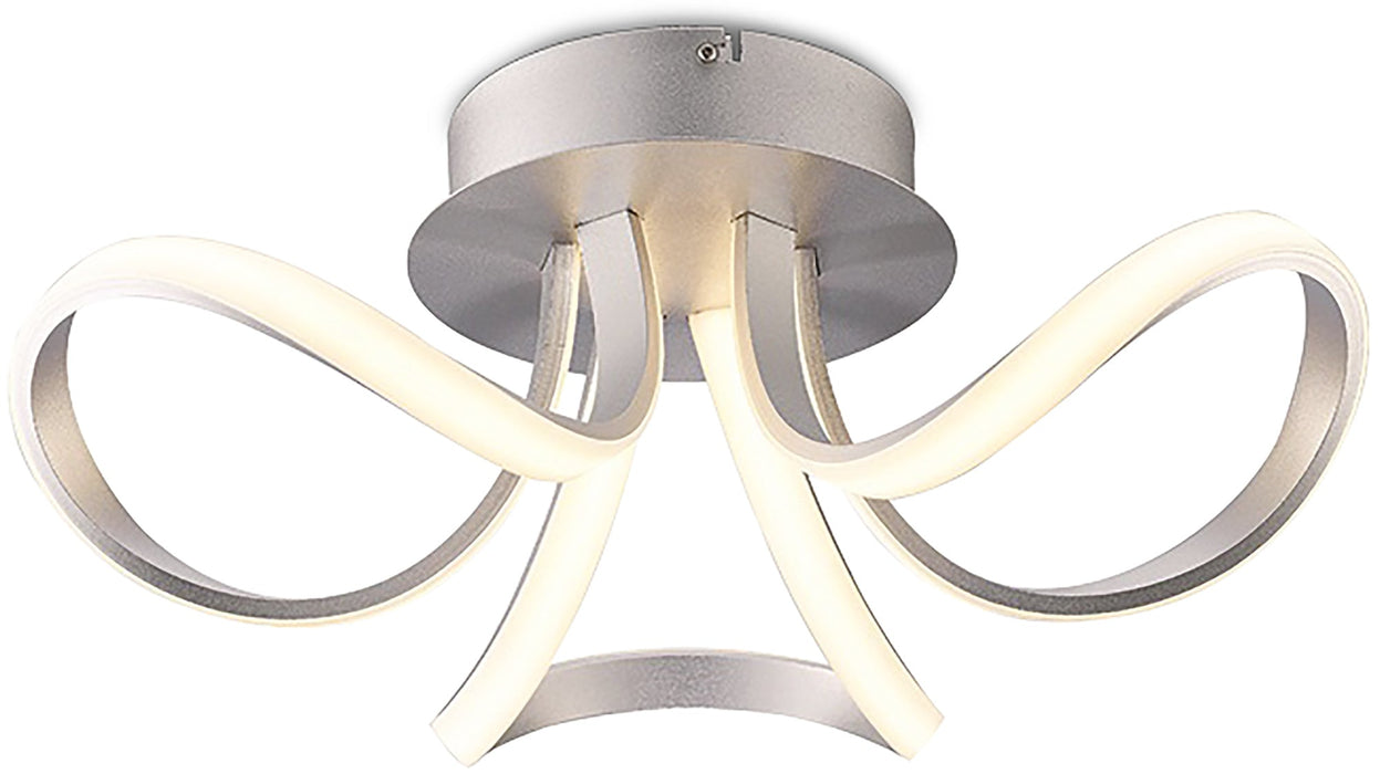 Mantra M4989 Knot Ceiling 36W LED 2 Looped Arms 3000K, 2850lm, Silver/Frosted Acrylic, 3yrs Warranty • M4989