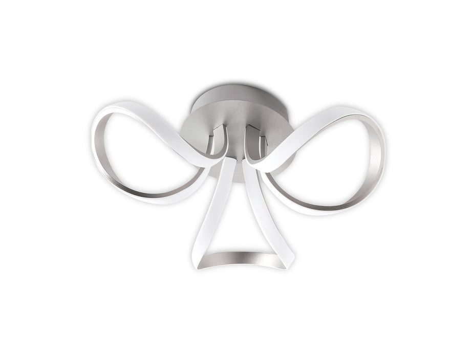 Mantra M4994 Knot Dimmable Ceiling 48cm Round 36W LED 3 Looped Arms 3000K, Silver/Frosted Acrylic • M4994