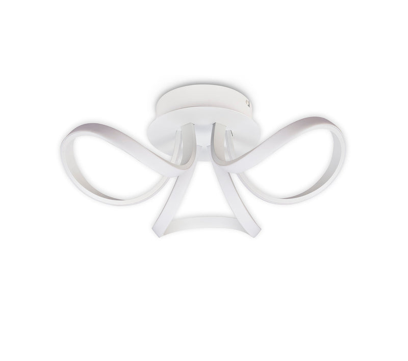 Mantra M6035 Knot Blanco Ceiling 48cm Round 3 Looped Arms 36W LED 2800K, 2520lm, White/ Frosted Acrylic, 3yrs Warranty • M6035