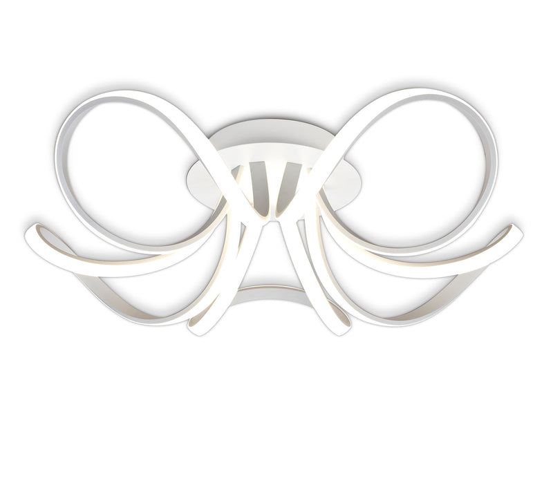 Mantra M6037 Knot Blanco Ceiling 74cm Round 5 Looped Arms 60W LED 2800K, 4800lm, Dimmable, White/Frosted Acrylic, 3yrs Warranty • M6037