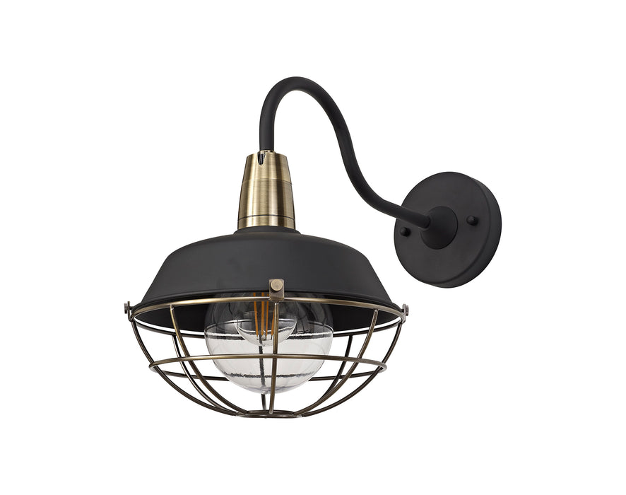 Regal Lighting SL-1609 1 Light Outdoor Wall Light Matt Black & Antique Brass IP65