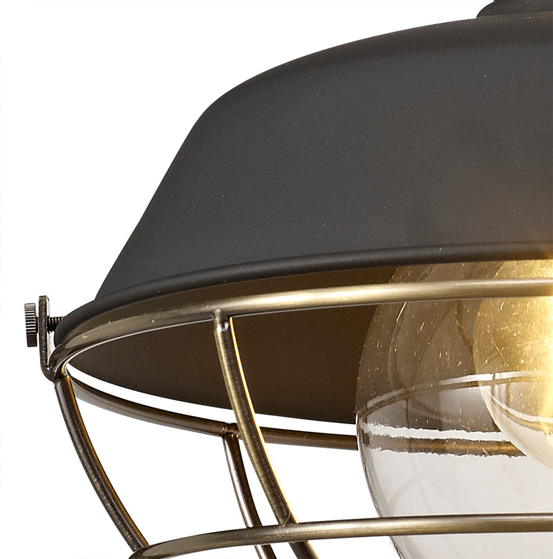 Regal Lighting SL-1609 1 Light Outdoor Wall Light Matt Black & Antique Brass IP65