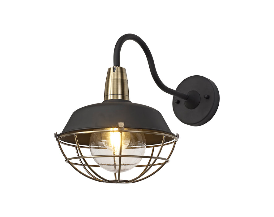 Regal Lighting SL-1609 1 Light Outdoor Wall Light Matt Black & Antique Brass IP65