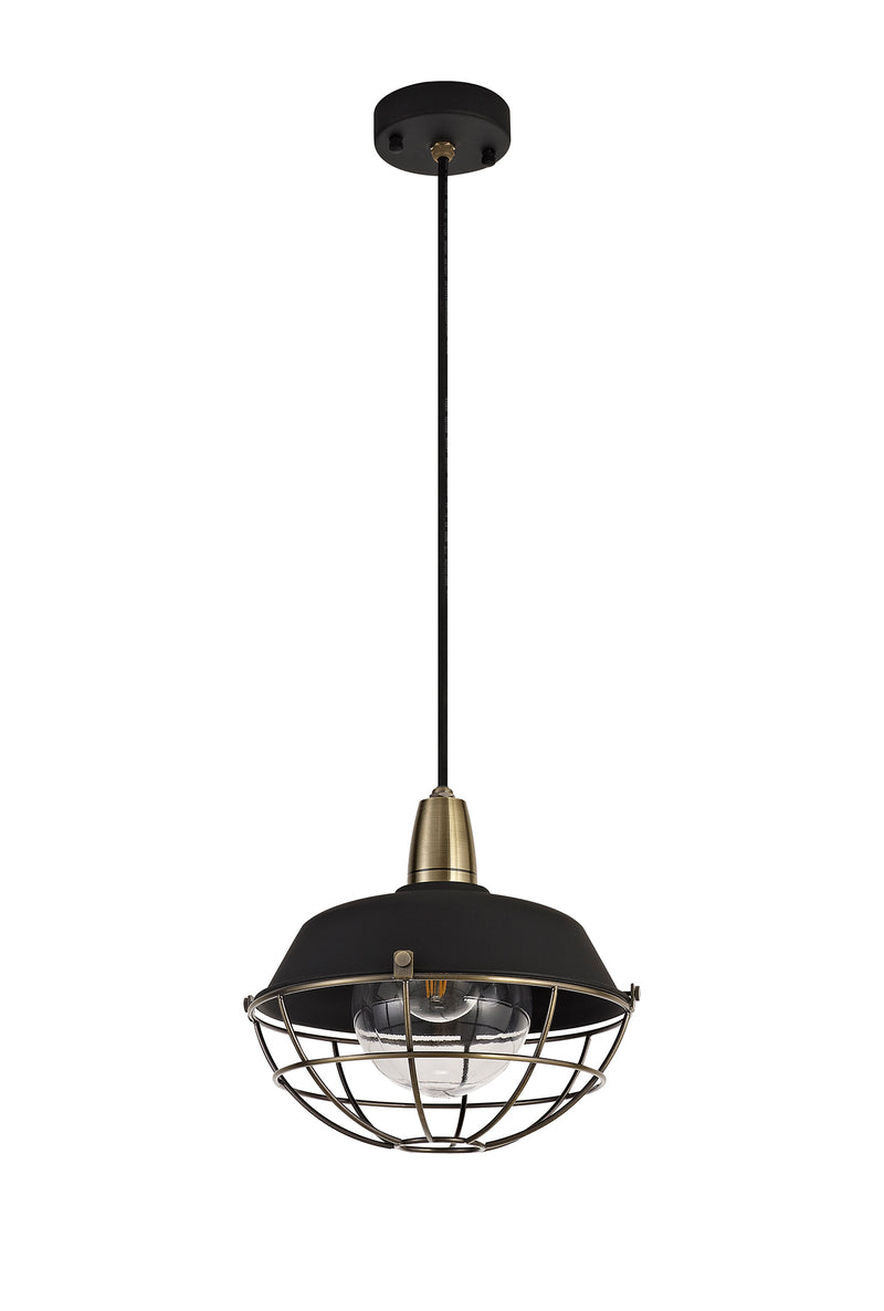 Regal Lighting SL-1608 1 Light Outdoor Ceiling Pendant Matt Black & Antique Brass IP65