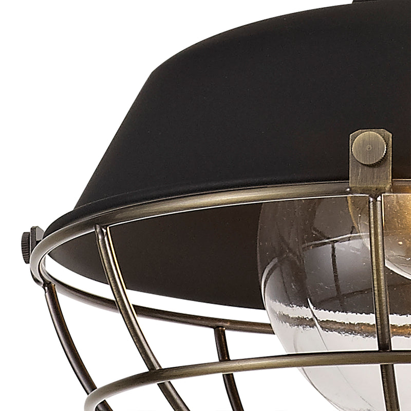 Regal Lighting SL-1608 1 Light Outdoor Ceiling Pendant Matt Black & Antique Brass IP65