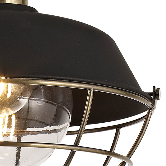 Regal Lighting SL-1608 1 Light Outdoor Ceiling Pendant Matt Black & Antique Brass IP65