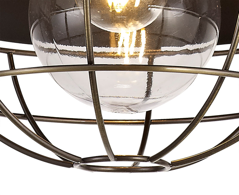 Regal Lighting SL-1608 1 Light Outdoor Ceiling Pendant Matt Black & Antique Brass IP65