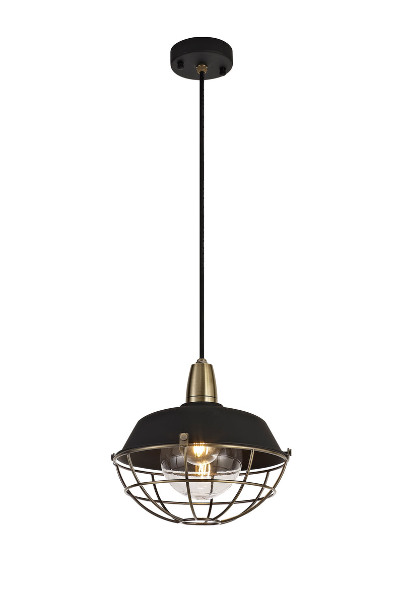 Regal Lighting SL-1608 1 Light Outdoor Ceiling Pendant Matt Black & Antique Brass IP65