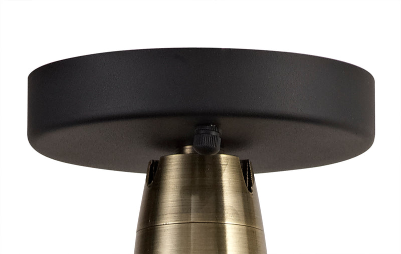 Regal Lighting SL-1607 1 Light Outdoor Semi Flush Ceiling Light Matt Black & Antique Brass IP65