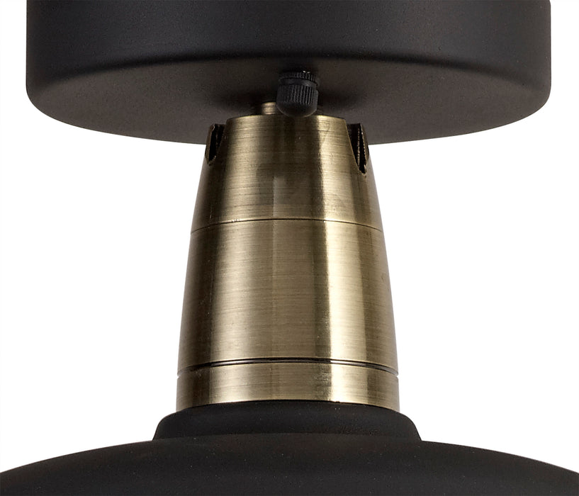 Regal Lighting SL-1607 1 Light Outdoor Semi Flush Ceiling Light Matt Black & Antique Brass IP65