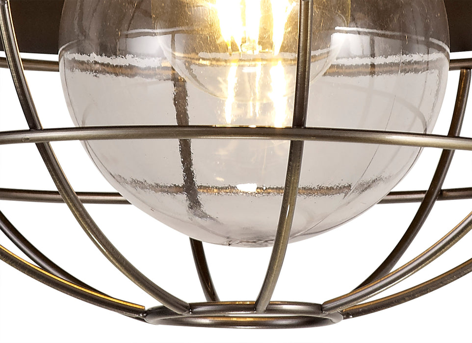 Regal Lighting SL-1607 1 Light Outdoor Semi Flush Ceiling Light Matt Black & Antique Brass IP65