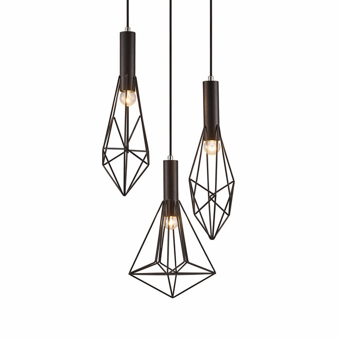 Deco Kristoff Pendant 3 Light E27 Black • D0139