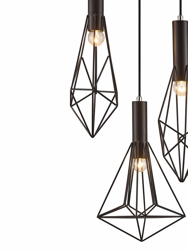 Deco Kristoff Pendant 3 Light E27 Black • D0139