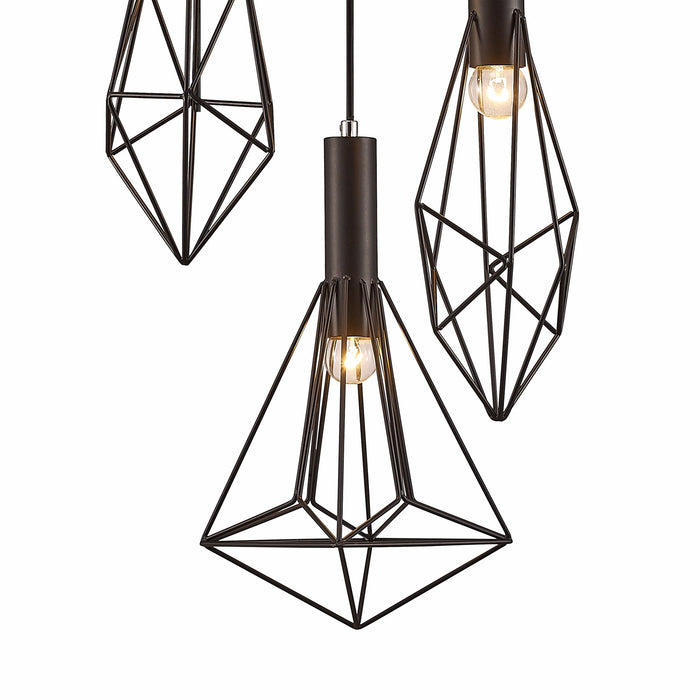 Deco Kristoff Pendant 3 Light E27 Black • D0139