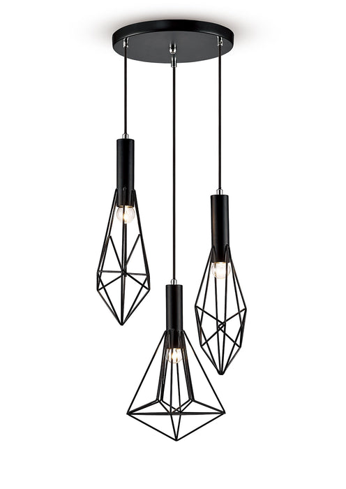 Deco Kristoff Pendant 3 Light E27 Black • D0139