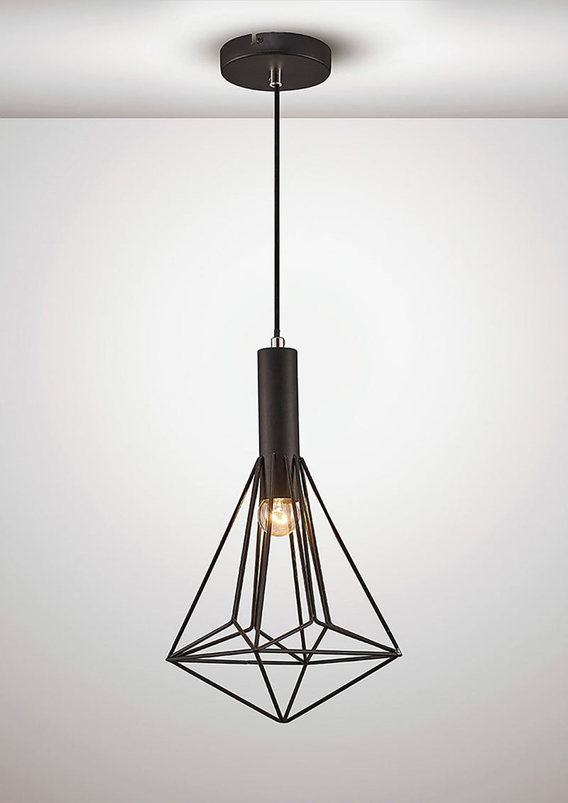 Deco Kristoff Single Pendant 1 Light E27 Black • D0140