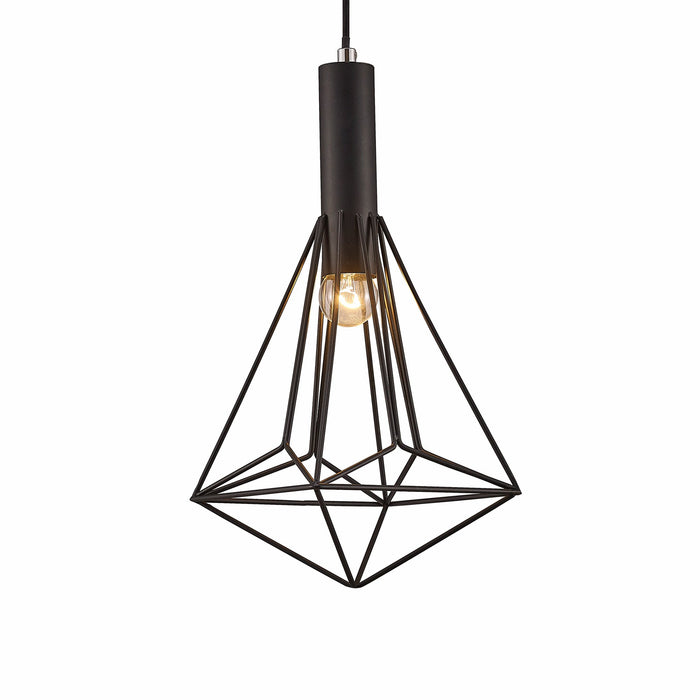 Deco Kristoff Single Pendant 1 Light E27 Black • D0140