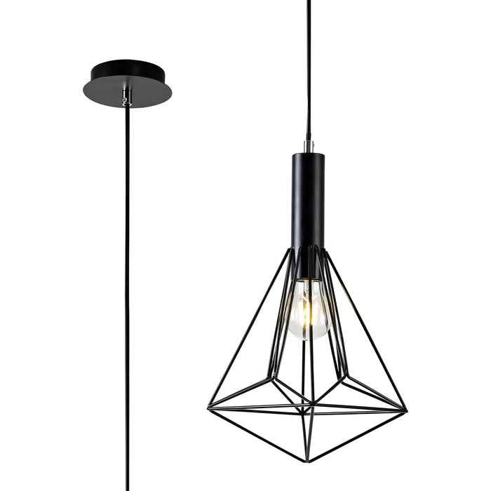 Deco Kristoff Single Pendant 1 Light E27 Black • D0140