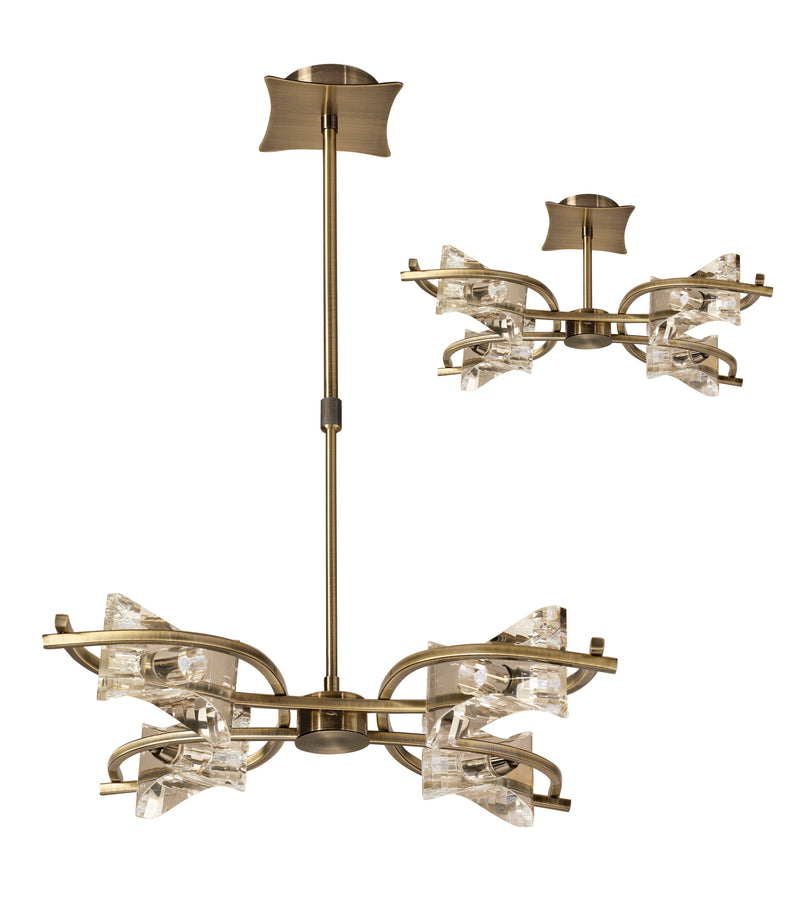 Mantra M0881AB Kromo Telescopic Semi Flush Convertible 4 Light G9, Antique Brass • M0881AB