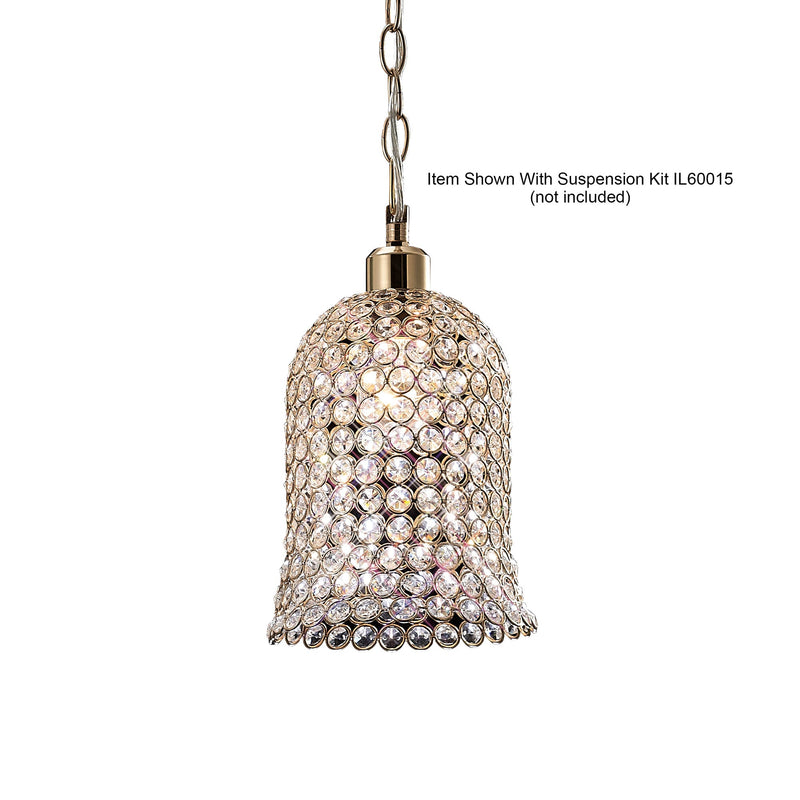 Diyas Kudo Bell Non-Electric SHADE ONLY French Gold/Crystal • IL30760