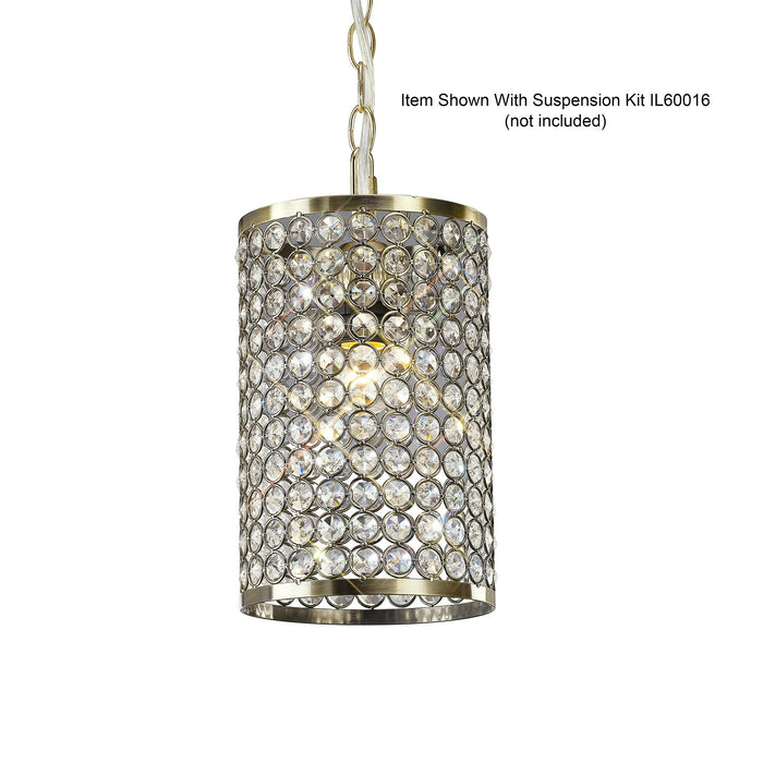 Diyas Kudo Crystal Cylinder Non-Electric SHADE ONLY Antique Brass/Crystal • IL60030