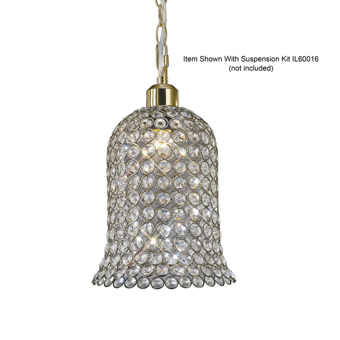 Diyas Kudo Crystal Bell Non-Electric SHADE ONLY Antique Brass/Crystal • IL60031