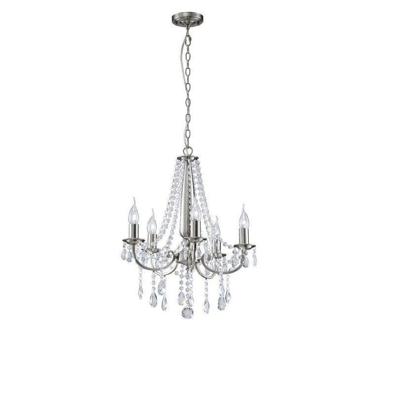 Diyas Kyra Pendant 5 Light E14 Satin Nickel/Crystal • IL30975