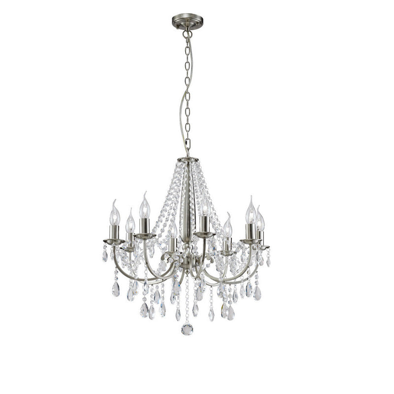 Diyas Kyra Pendant 8 Light E14 Satin Nickel/Crystal • IL30978