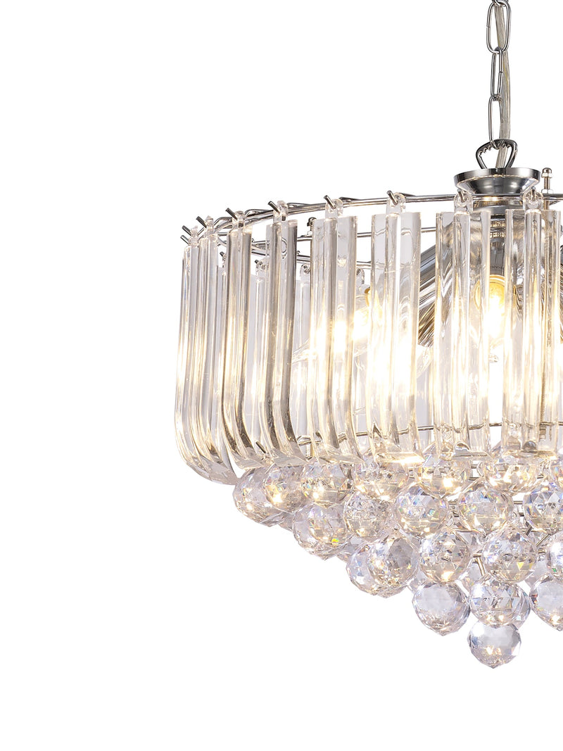 Deco Lana Pendant With Acrylic Spheres, 5 Light E14 Polished Chrome Finish • D0420