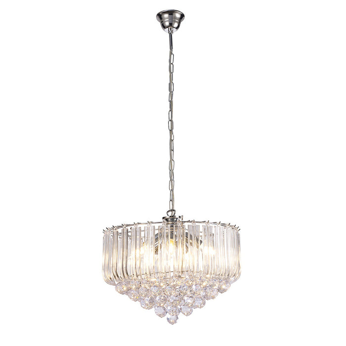 Deco Lana Pendant With Acrylic Spheres, 5 Light E14 Polished Chrome Finish • D0420