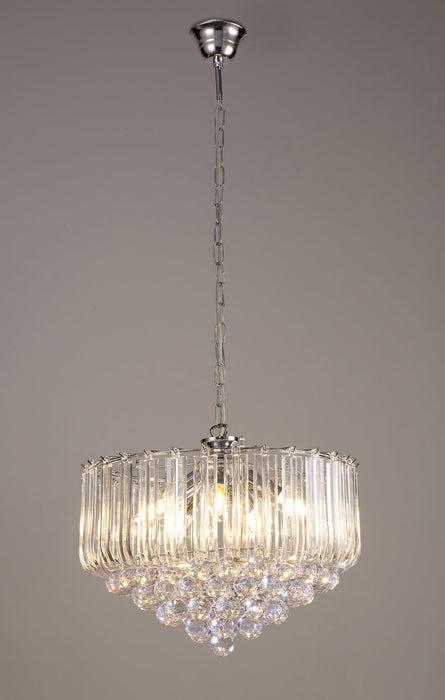 Deco Lana Pendant With Acrylic Spheres, 5 Light E14 Polished Chrome Finish • D0420