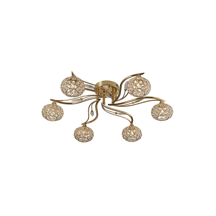 Diyas Leimo Ceiling 6 Light G9 French Gold/Crystal • IL30966