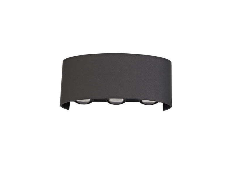Deco Leoni Up & Downward Lighting Wall Light, 6W LED 3000K, Anthracite, 500lm, IP54, 3yrs Warranty • D0451