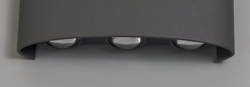 Deco Leoni Up & Downward Lighting Wall Light, 6W LED 3000K, Anthracite, 500lm, IP54, 3yrs Warranty • D0451