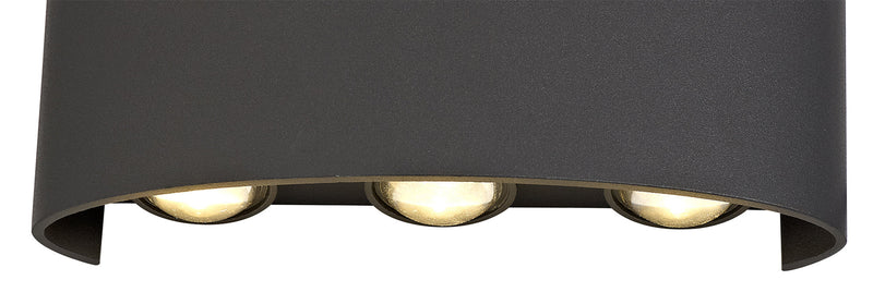 Deco Leoni Up & Downward Lighting Wall Light, 6W LED 3000K, Anthracite, 500lm, IP54, 3yrs Warranty • D0451