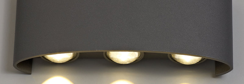 Deco Leoni Up & Downward Lighting Wall Light, 6W LED 3000K, Anthracite, 500lm, IP54, 3yrs Warranty • D0451